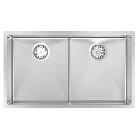 Abey CR340D Piazza 75cm Wide Double Square Bowl Sink