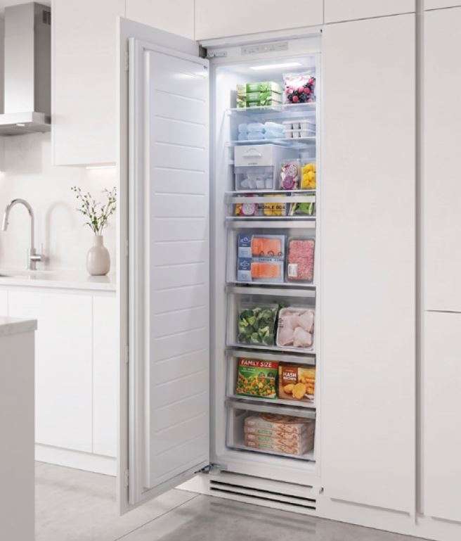 Kleenmaid CZ21911 Fully Integrated Upright Freezer in kitchen