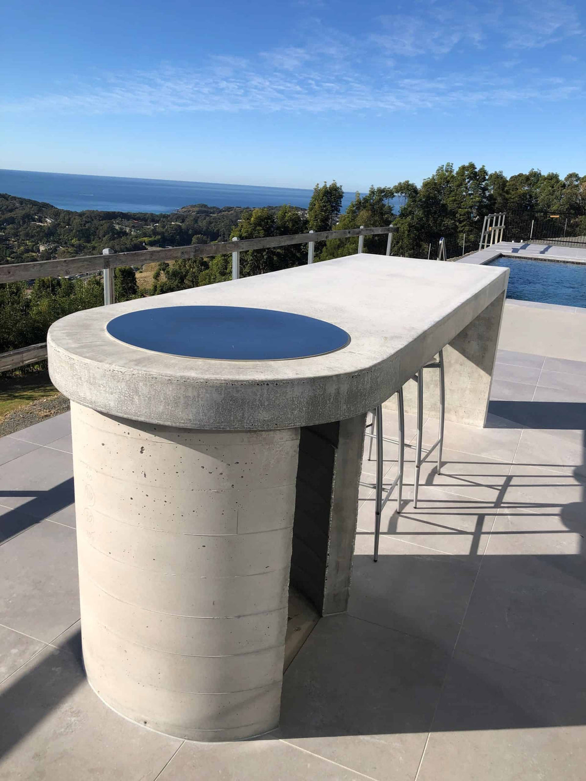 Cook N Dine UltraDine built-in round teppanyaki grill in an outdoor bench