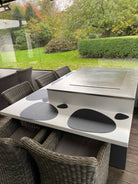 Cook N Dine built-in teppanyaki grill installed in a timber outdoor kitchen