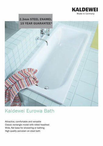 Kaldewei Clearance 01-312-06 Eurowa 1700mm Alpine White Rectangle Bath with Chrome Overflow