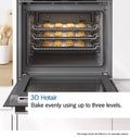 Bosch HRG572EB3A Series 6 Black Glass 60cm Wide Built-In Oven With Steam Function
