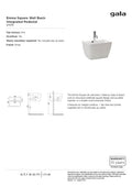 Gala Floor Stock 27075 Emma Square Wall Basin Integrated Pedestal