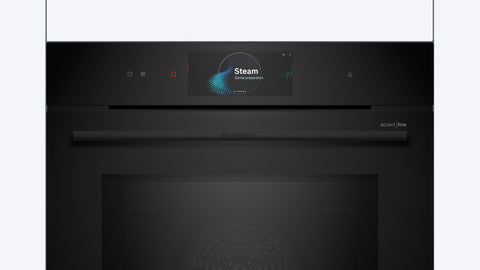Bosch HNG978QB1A Series 8 Black Glass 60cm Wide Built-In Oven With Steam & Microwave Functions