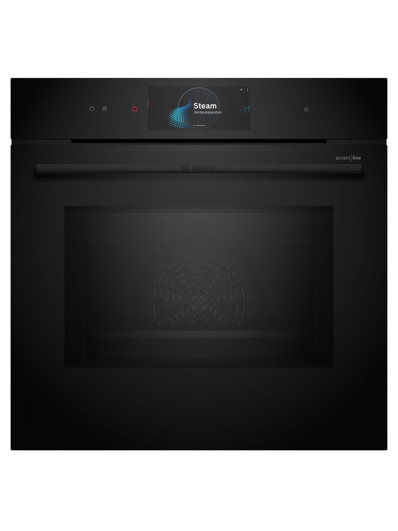 Bosch HNG978QB1A Series 8 Black Glass 60cm Wide Built-In Oven With Steam & Microwave Functions