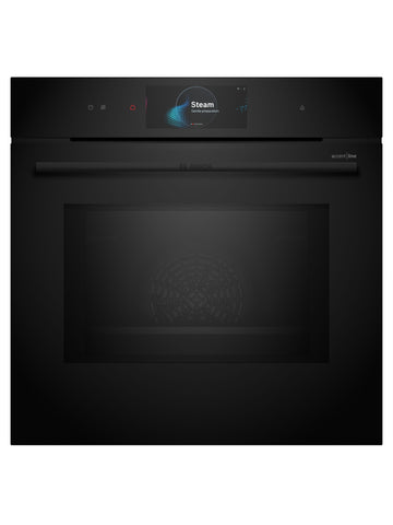 Bosch HNG978QB1A Series 8 Black Glass 60cm Wide Built-In Oven With Steam & Microwave Functions