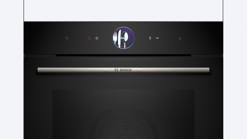 Bosch HRG776MB1A Series 8 Black Glass 60cm Wide Built-In Oven With Steam Function