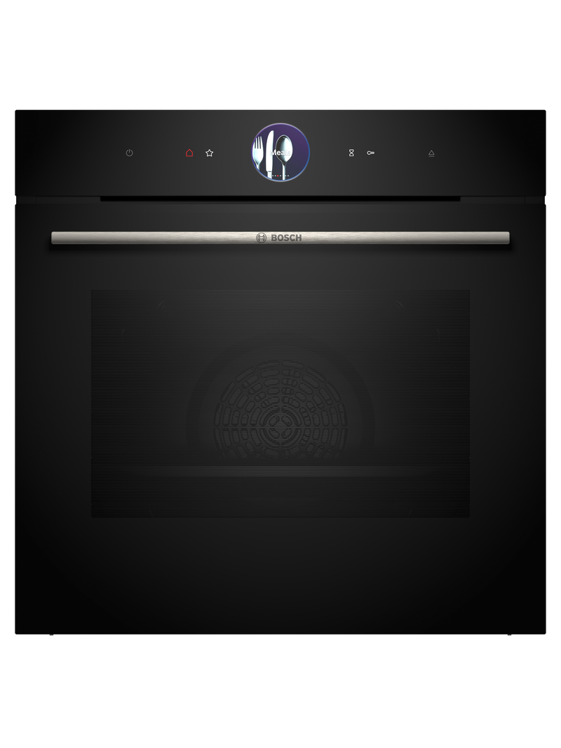 Bosch HRG776MB1A Series 8 Black Glass 60cm Wide Built-In Oven With Steam Function