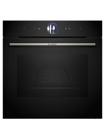Bosch HRG776MB1A Series 8 Black Glass 60cm Wide Built-In Oven With Steam Function