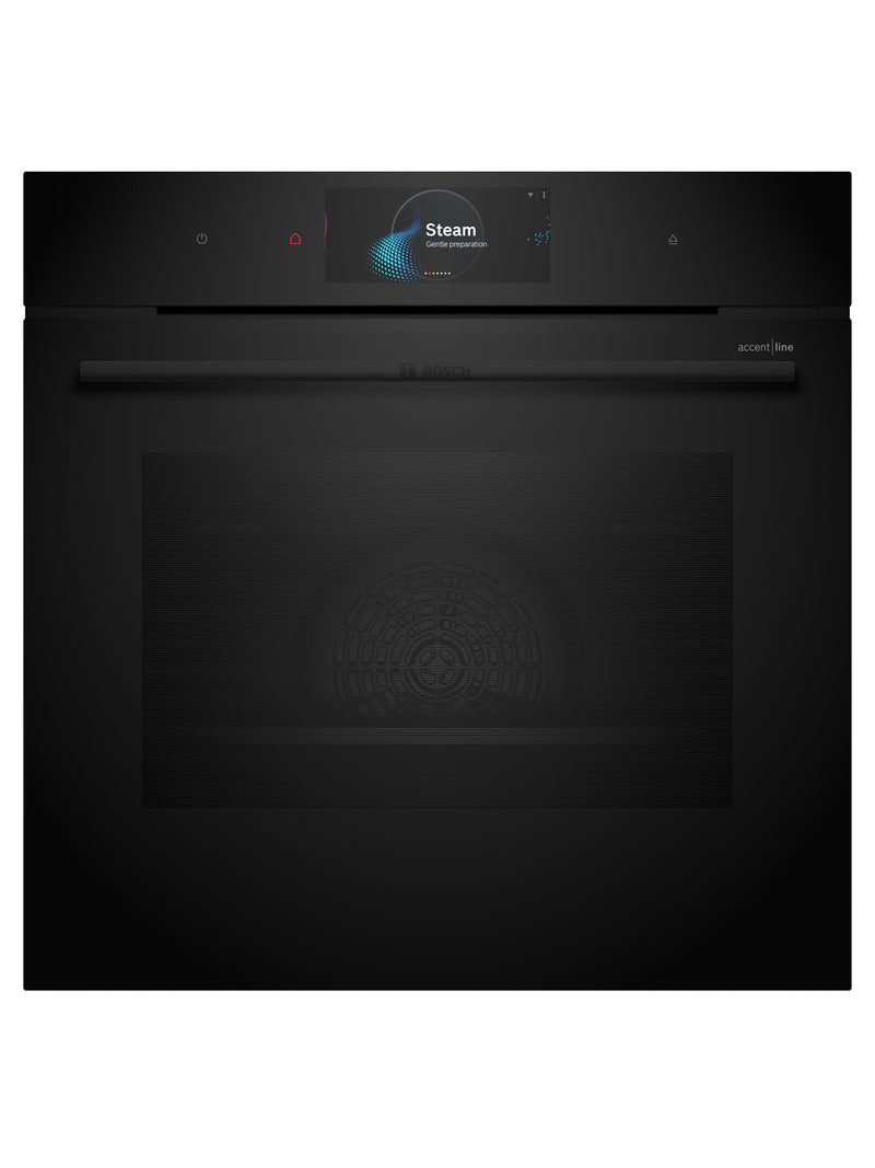 Bosch HRG978NB1A Series 8 Black Glass 60cm Wide Built-In Oven With Steam Function