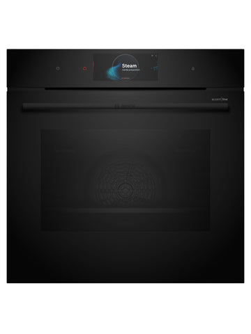 Bosch HRG978NB1A Series 8 Black Glass 60cm Wide Built-In Oven With Steam Function