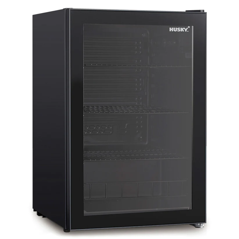 Husky HUS130CNBLK 130L Glass Door Bar Fridge in Black