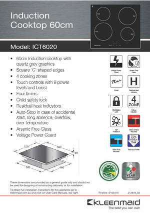 Kleenmaid ICT6020 60cm Induction Cooktop