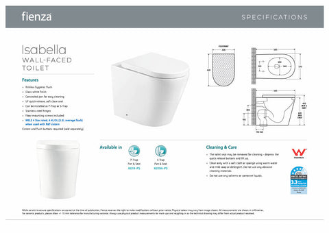 Fienza K019 Isabella Wall-Faced Toilet Suite