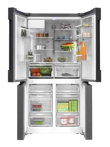 Bosch KFI96AXEAA Series 6 Black Stainless Steel Four Door Freestanding Fridge-Freezer