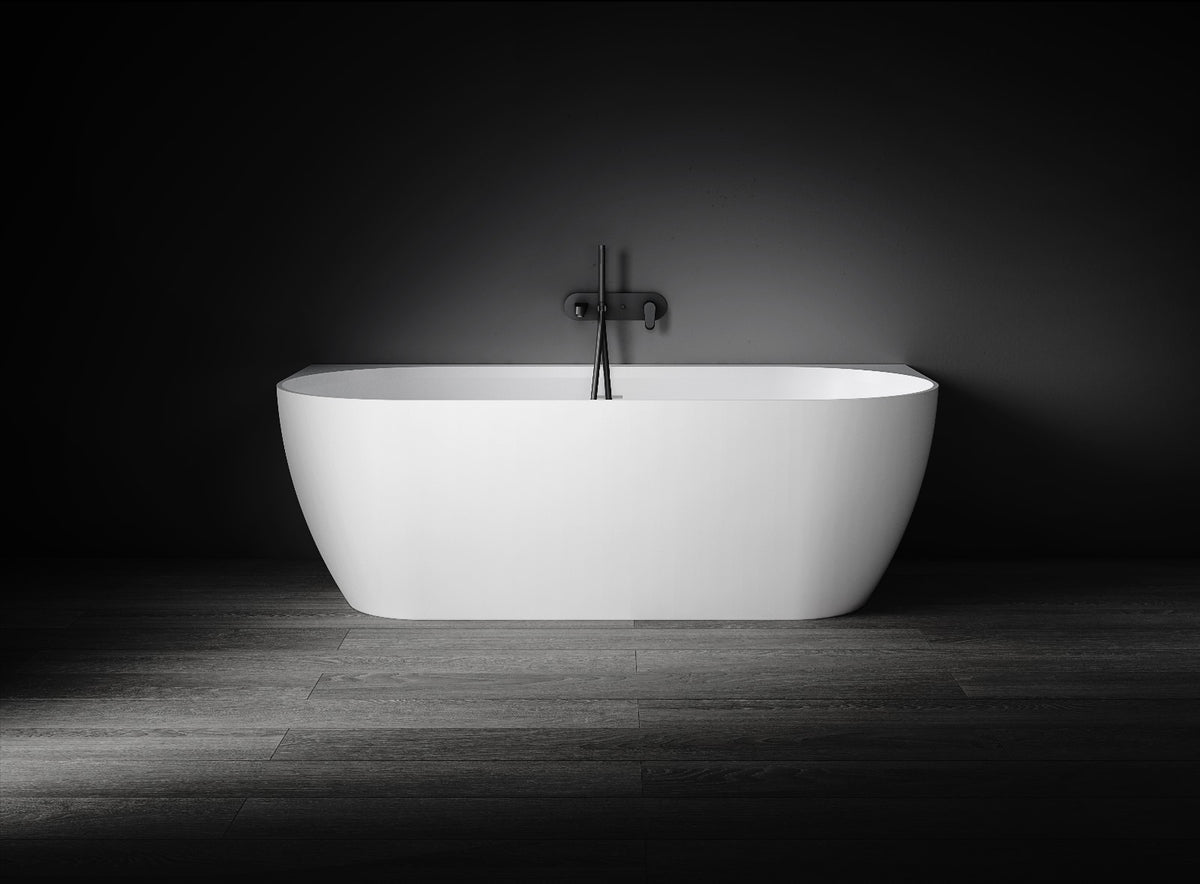 Kaskade Eleni VX105 170cm back-to-wall stone bath front view
