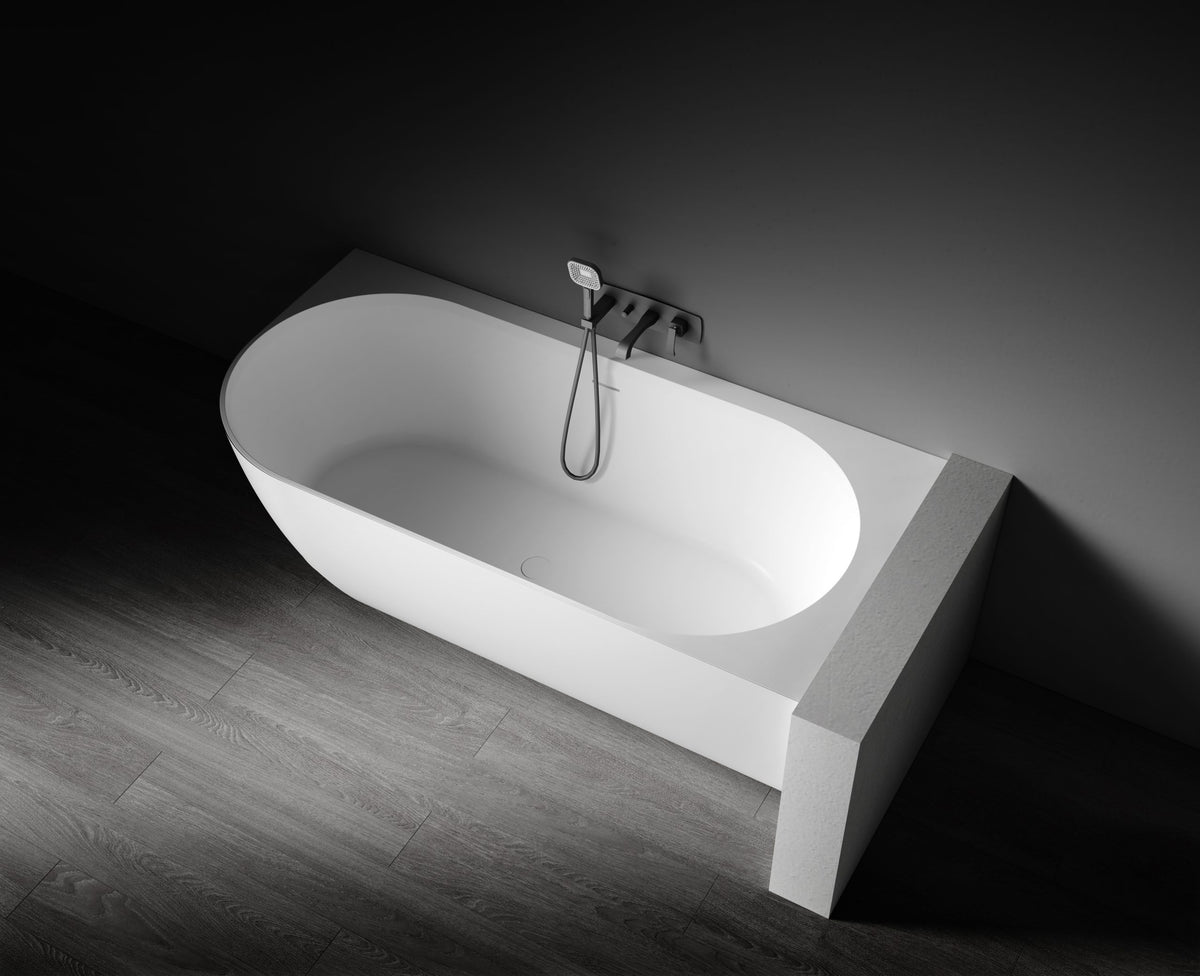 Kaskade Eleni VX106-1700 right-hand corner back-to-wall stone bath side view