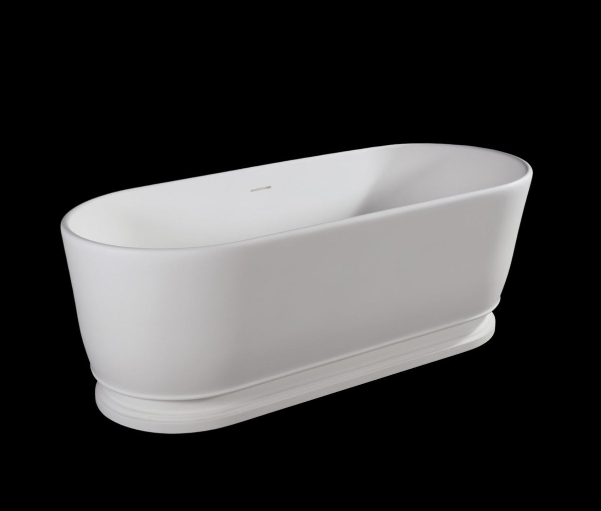 Kaskade VX39-1600 Pearl Freestanding Oval Stone Bath with Overflow