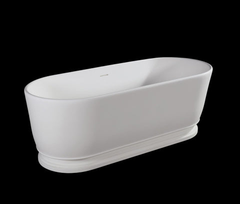 Kaskade VX39-1600 Pearl Freestanding Oval Stone Bath with Overflow