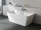 Kaskade Hazel VX41-1700 back-to-wall stone bath in a contemporary bathroom setting