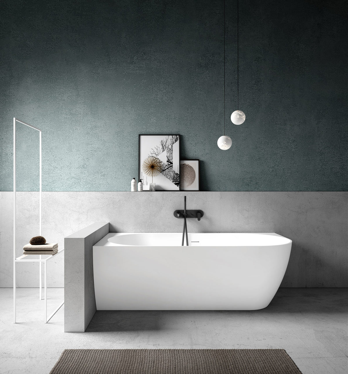 Kaskade Eleni VX99-1700 left-hand corner back-to-wall stone bath front view