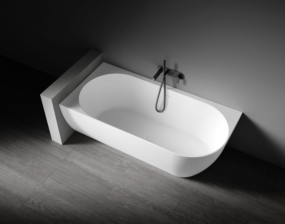 Kaskade Eleni VX99-1700 left-hand corner back-to-wall stone bath side view