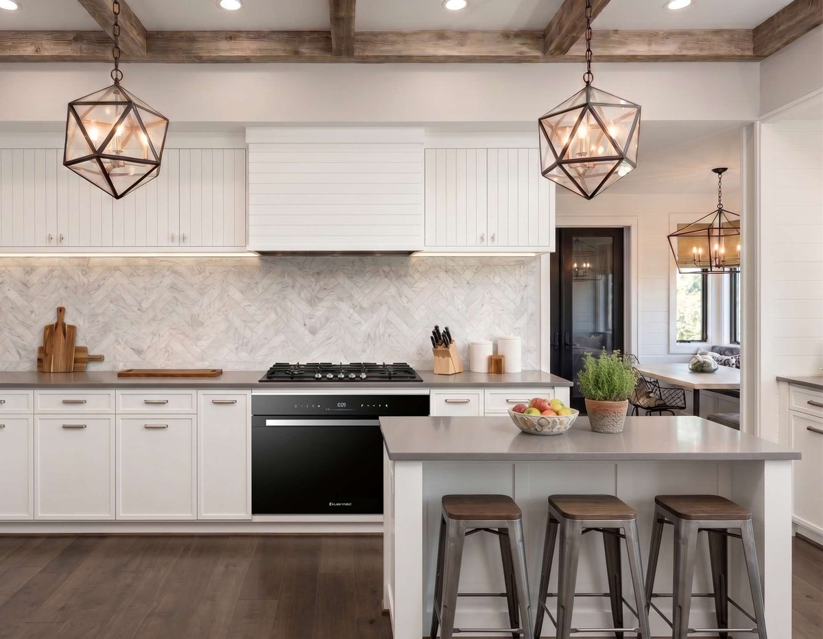Kleenmaid OMF9642X multifunction oven installed in a kitchen