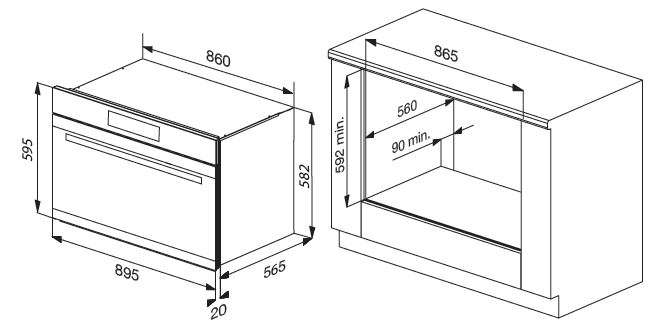 Kleenmaid OMF9642X dimensions schematic