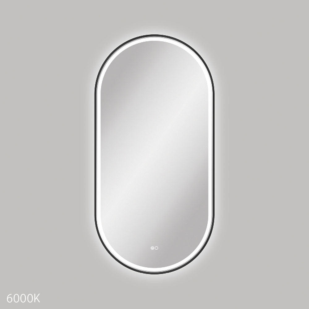Fienza Empire LED Framed Pill Mirror 600 x 1200mm - Matte Black