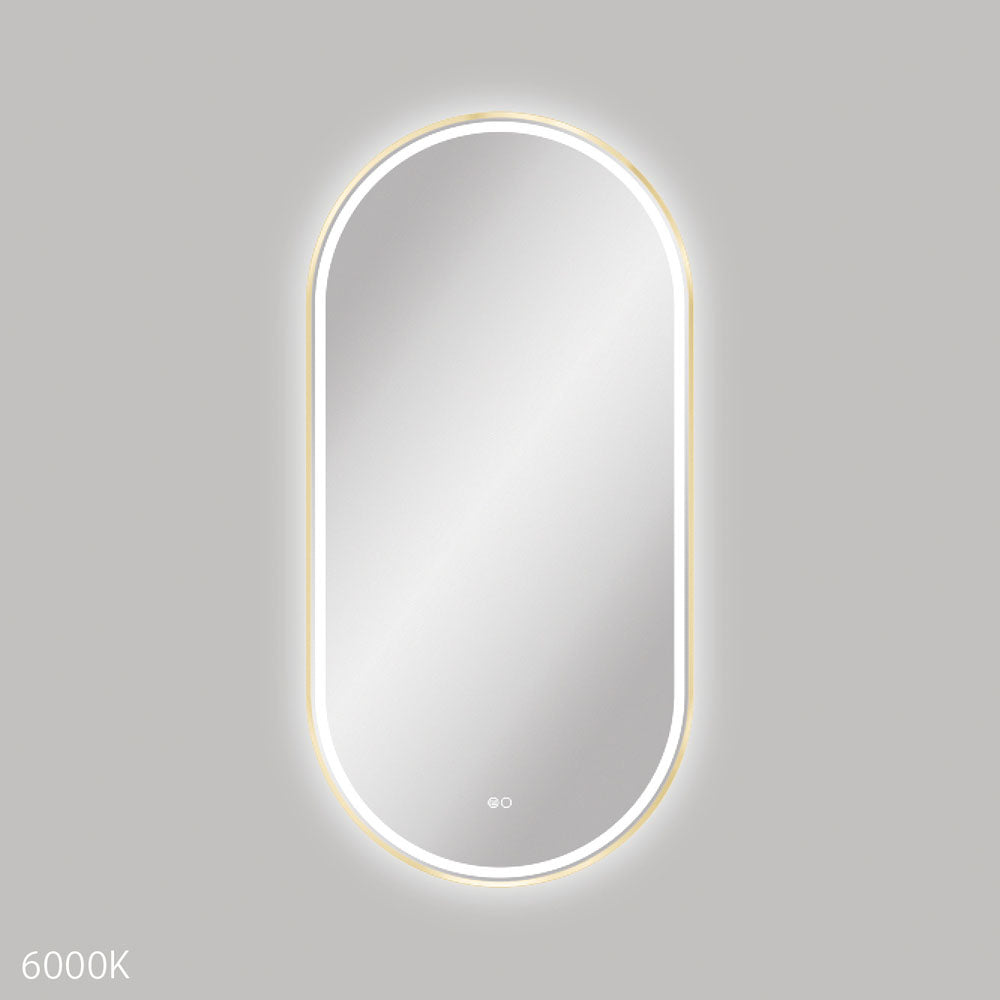 Fienza Empire LED Framed Pill Mirror 600 x 1200mm - Urban Brass