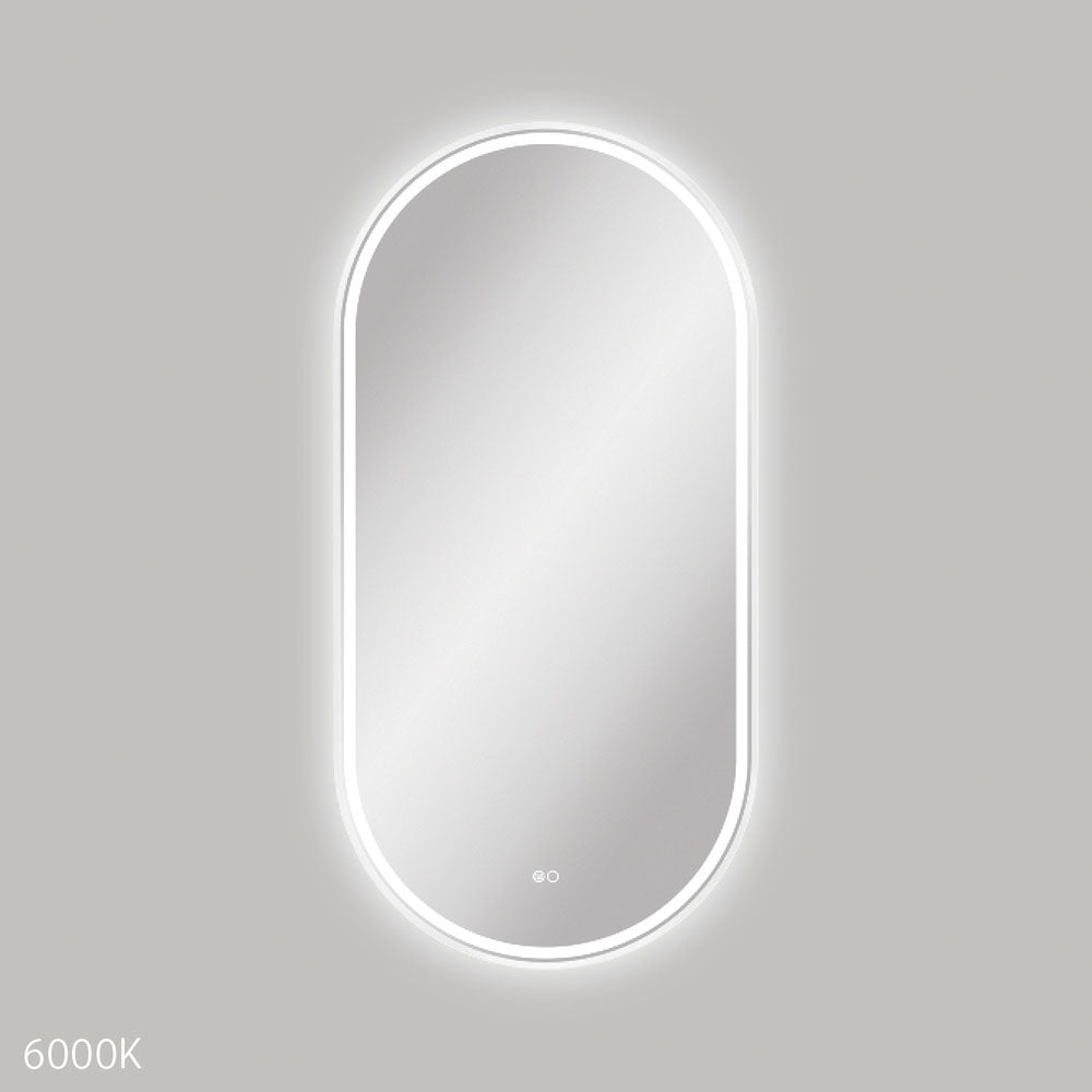 Fienza Empire LED Framed Pill Mirror 600 x 1200mm - Matte White