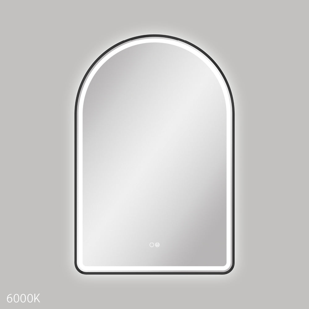 Fienza Valentina LED Framed Arched Mirror 600 x 900mm - Matte Black
