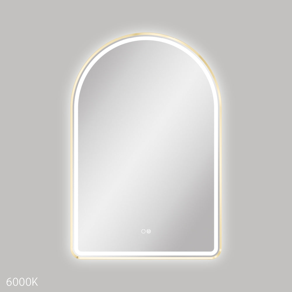 Fienza Valentina LED Framed Arched Mirror 600 x 900mm - Urban Brass