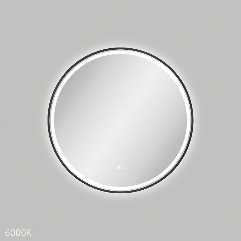 Fienza Reba LED Framed Round Mirror 700mm - Matte Black