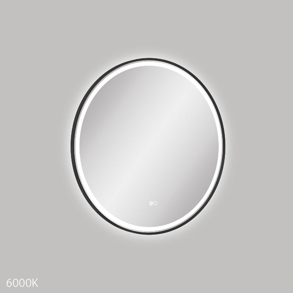 Fienza Reba LED Framed Round Mirror - lit
