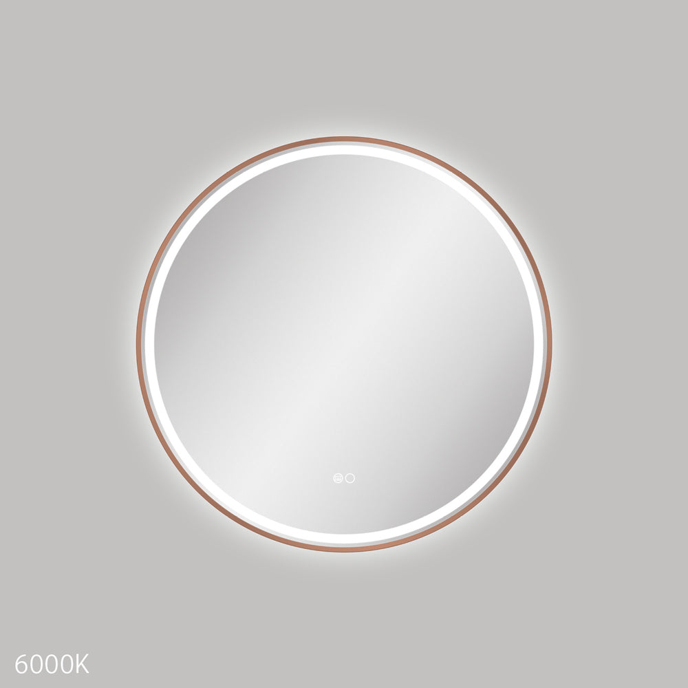 Fienza Reba LED Framed Round Mirror 700mm - Brushed Copper