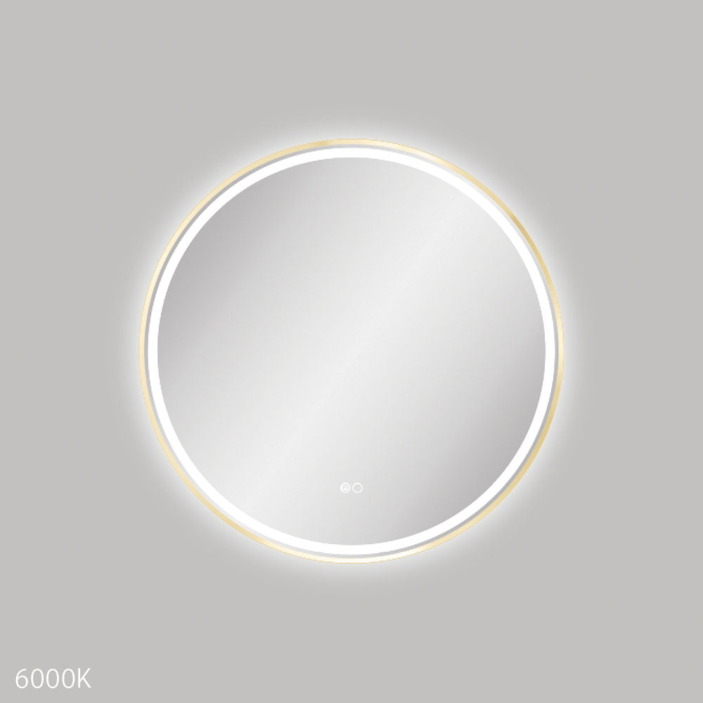 Fienza Reba LED Framed Round Mirror 700mm - Urban Brass