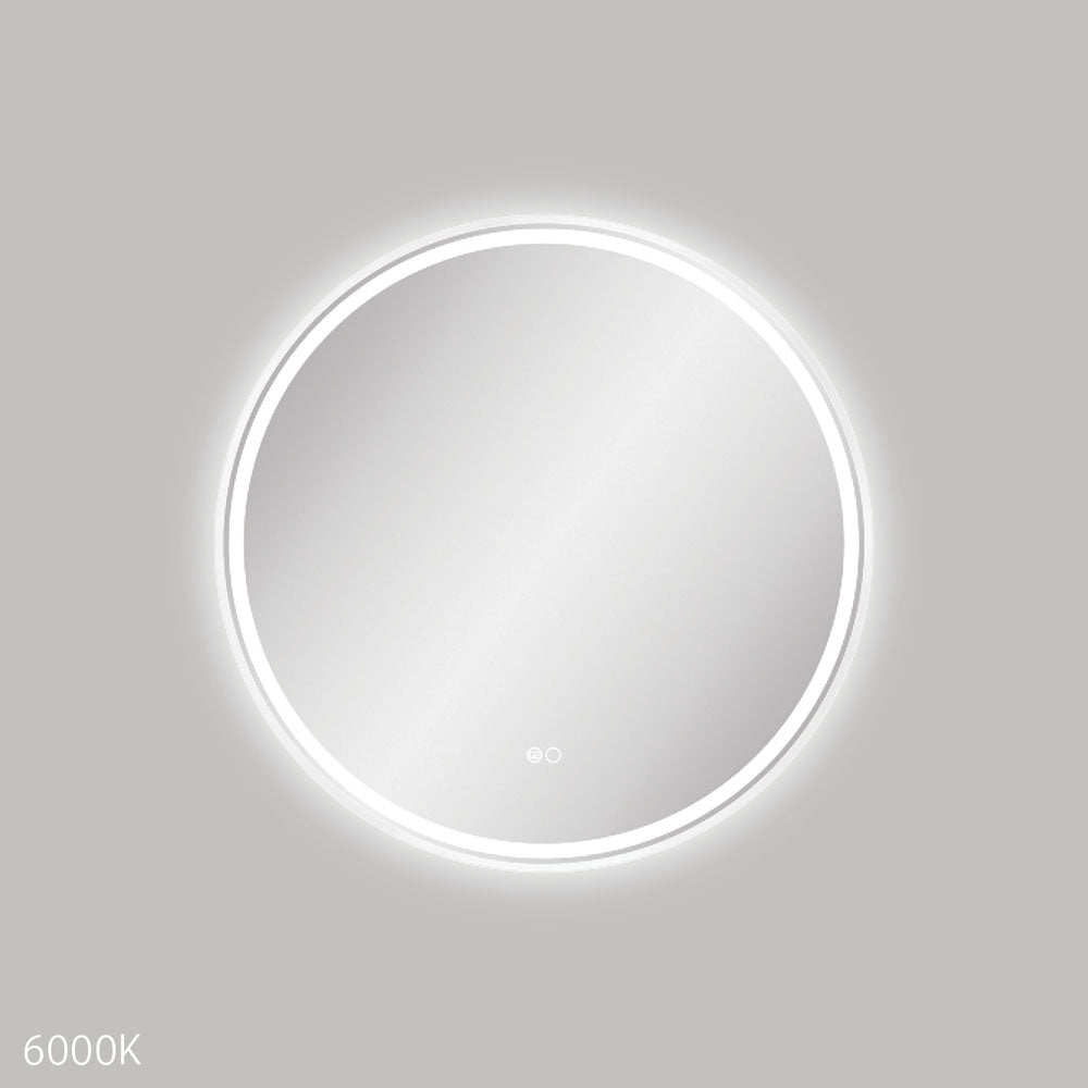 Fienza Reba LED Framed Round Mirror 700mm - Matte White
