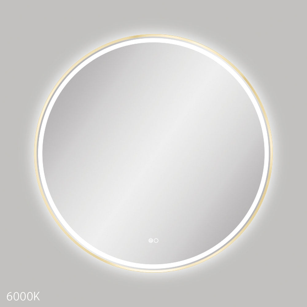 Fienza Reba LED Framed Round Mirror 900mm - Urban Brass