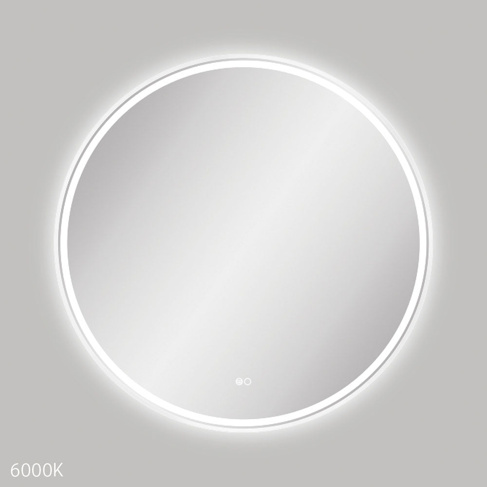 Fienza Reba LED Framed Round Mirror 900mm - Matte White