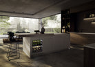 Wide contemporary kitchen featuring the Liebherr UWpr 3662 underbench wine fridge