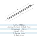 Liebherr 39901561 Rectangular Aluminium Handle To Suit SUIK & SUIG& SUIKo& IRBh& IRBPh & SIFNh & EWTdf Models
