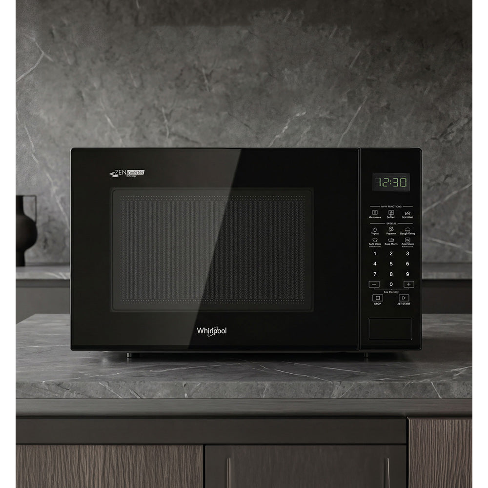 Whirlpool MWP301IFBA 30L Flatbed Microwave Oven in Black - lifestyle