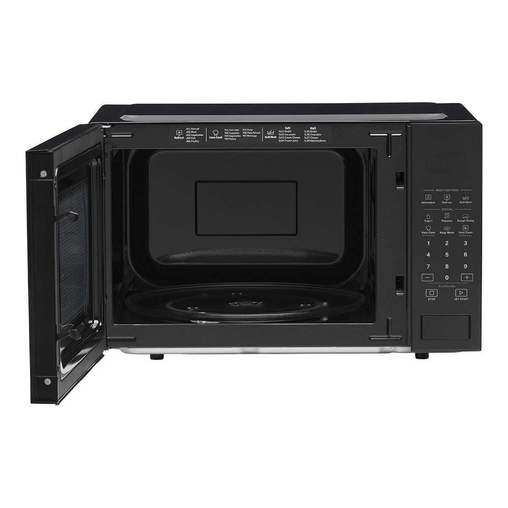 Whirlpool MWP421IB black microwave angled view