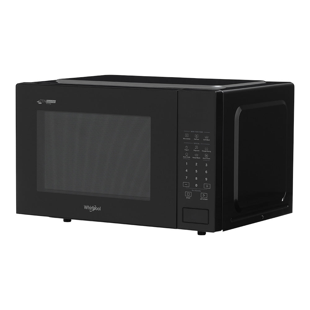 Whirlpool MWP421IB black microwave detail view
