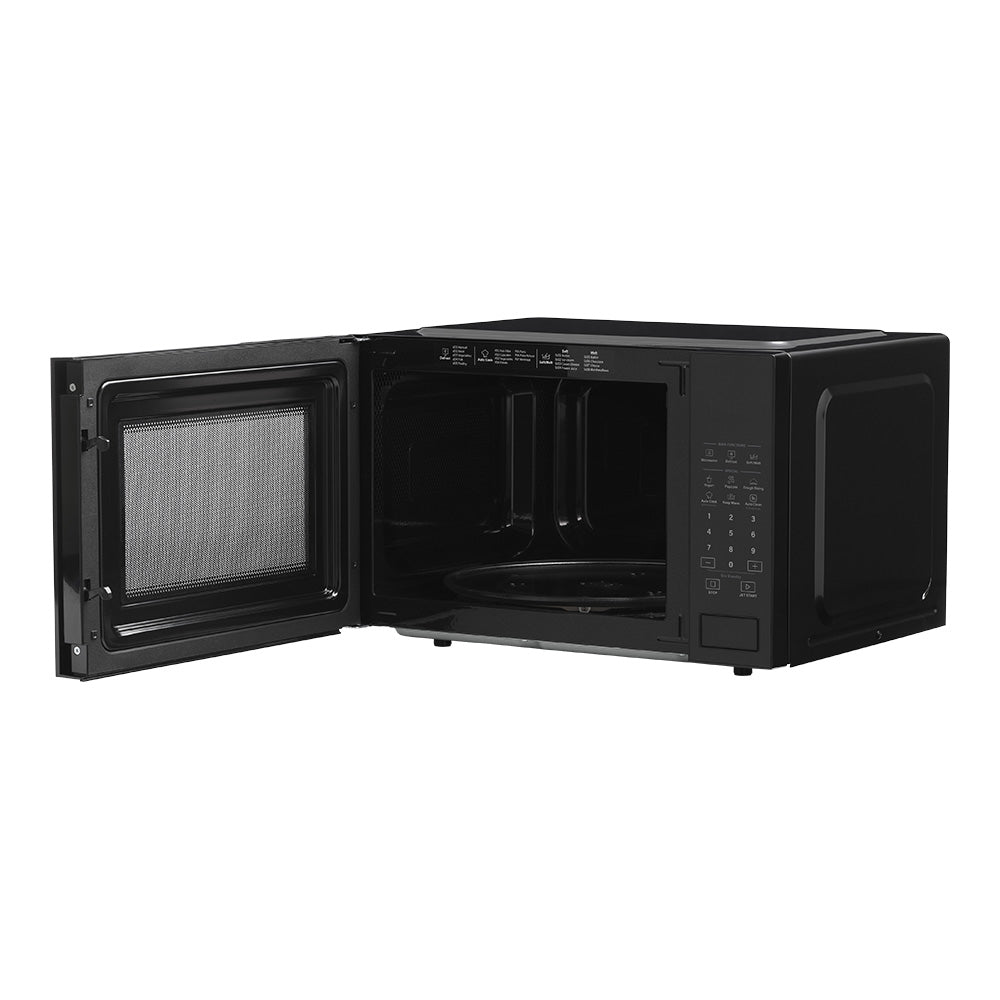 Whirlpool MWP421IB black microwave detail view