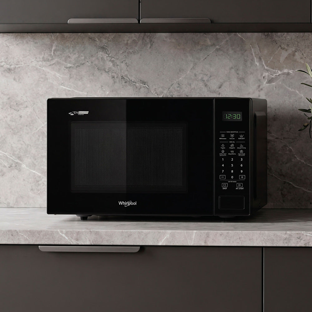 Whirlpool MWP421IB black microwave lifestyle image