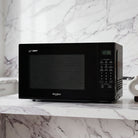 Whirlpool MWP421IB black microwave on a kitchen benchtop
