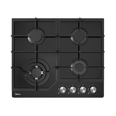 Midea MCG601GBL 60cm black glass gas cooktop - top view