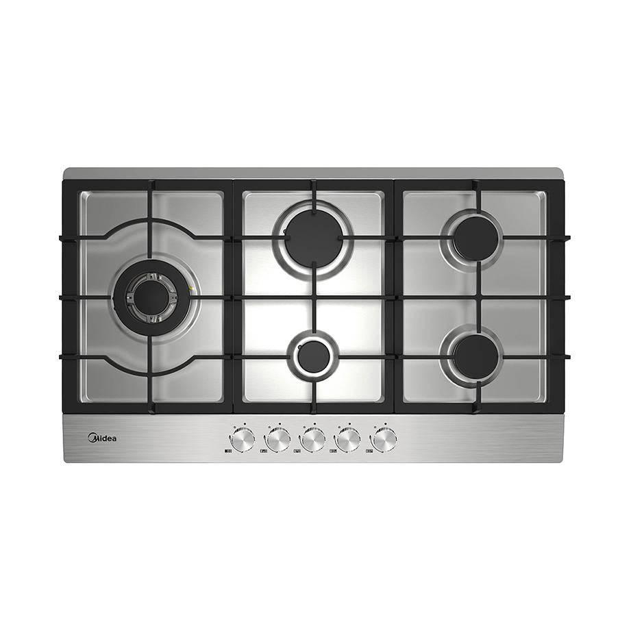 Midea MCG90SS 90cm stainless steel gas cooktop - top view